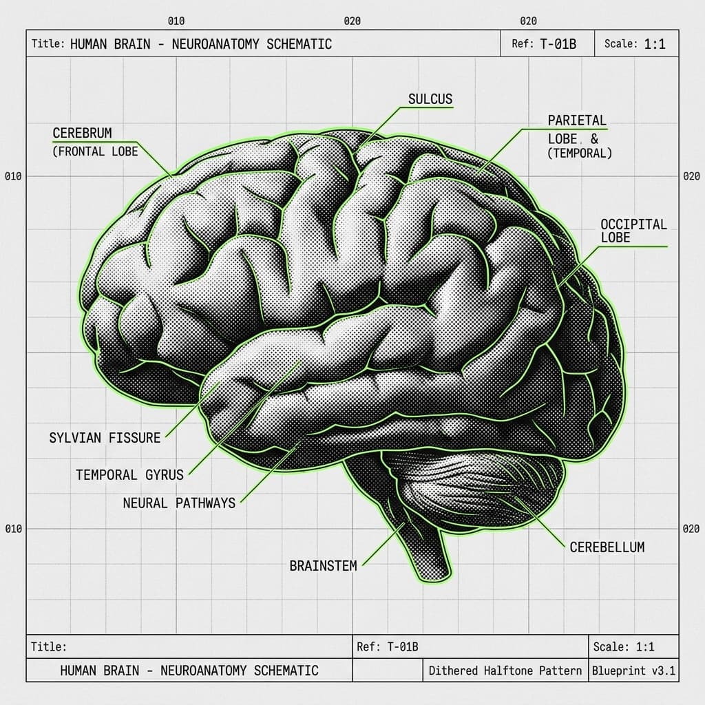 Halftone Brain Illustration